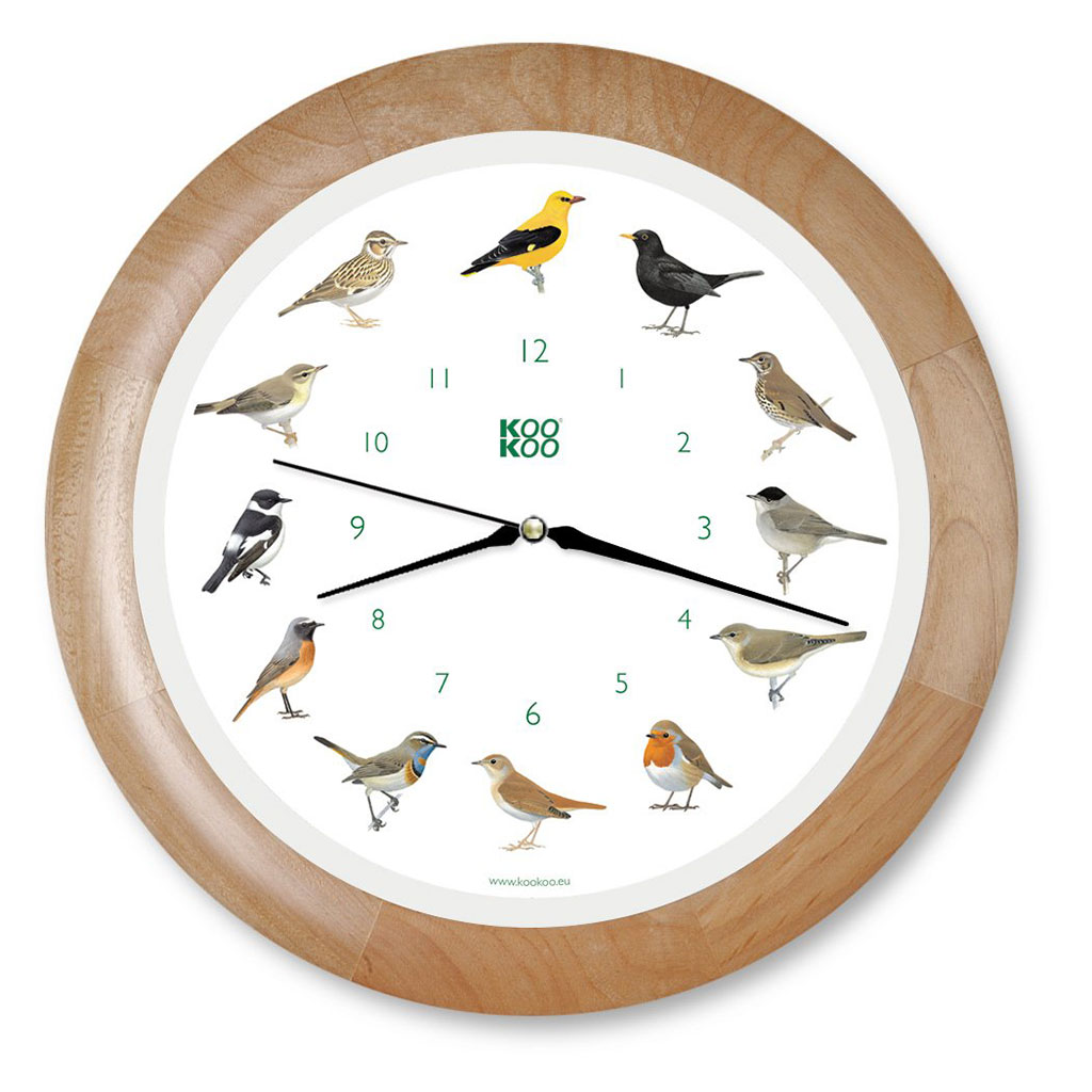 RELOJ DE PARED SONORO AVES CANTORAS KOOKOO MARCO MADERA 1