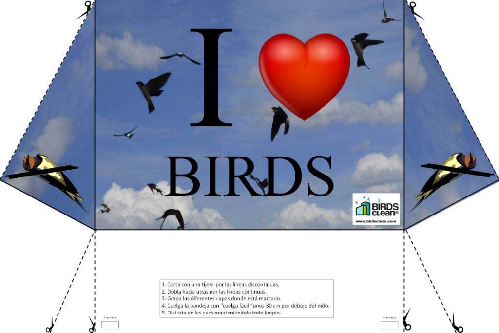 RECOGEDOR DE EXCREMENTOS DE GOLONDRINAS MODELO I LOVE BIRDS 1