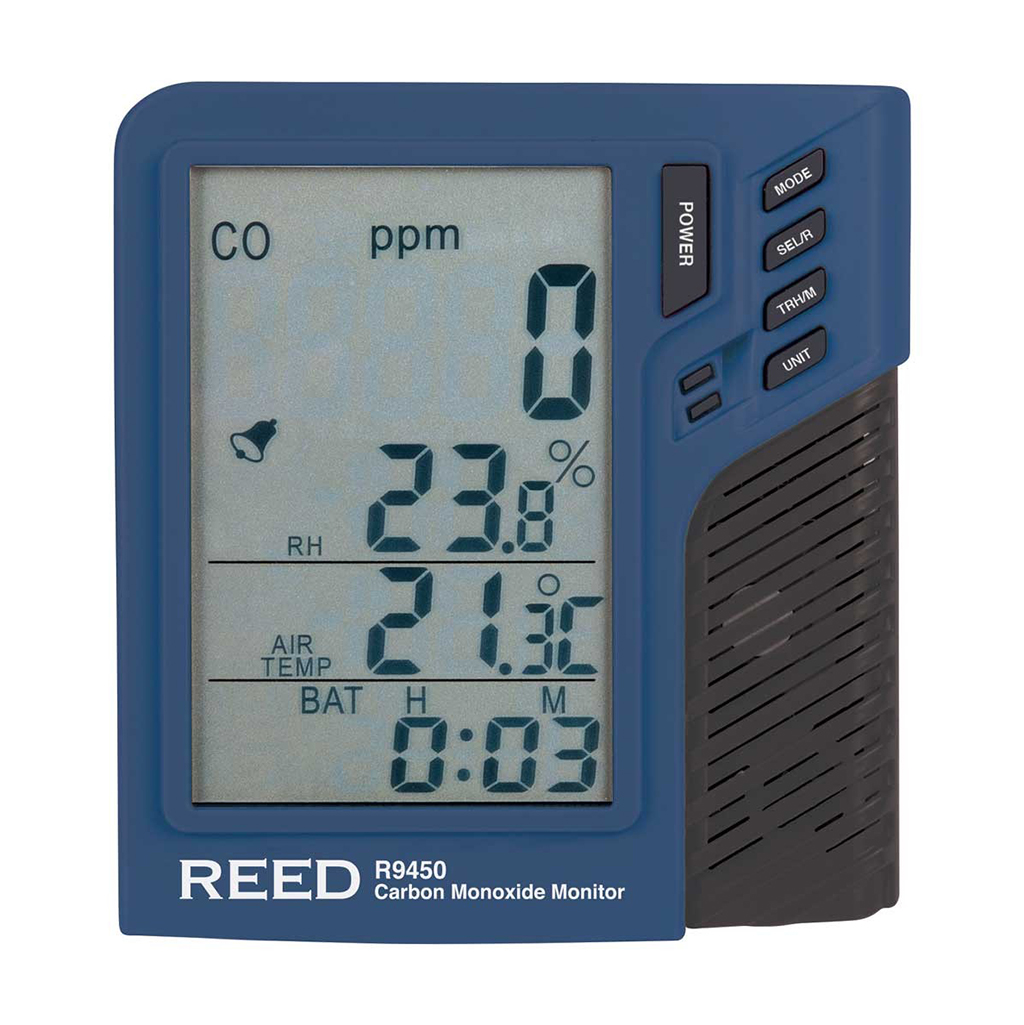 REED MEDIDOR DE MONÓXIDO DE CARBONO CON HIGRÓMETRO Y TERMÓMETRO R9450 1