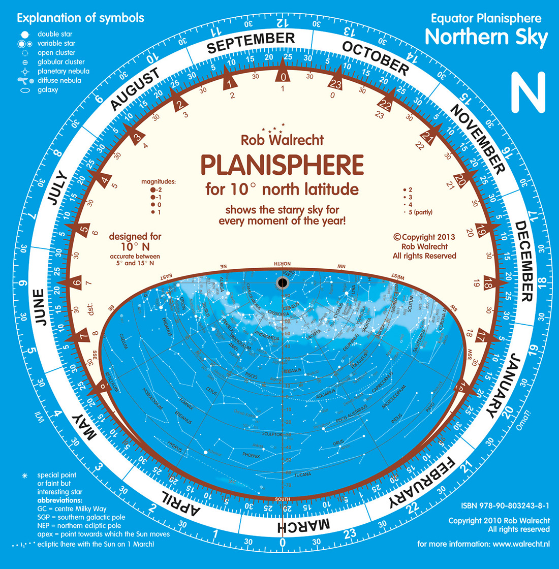 DOUBLE PLANISPHERE ROB WALRECHT FOR 10º NORTH AND 10º SOUTH 1