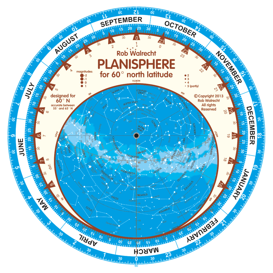 PLANISPHERE ROB WALRECHT FOR 60º NORTH LATITUDE 1