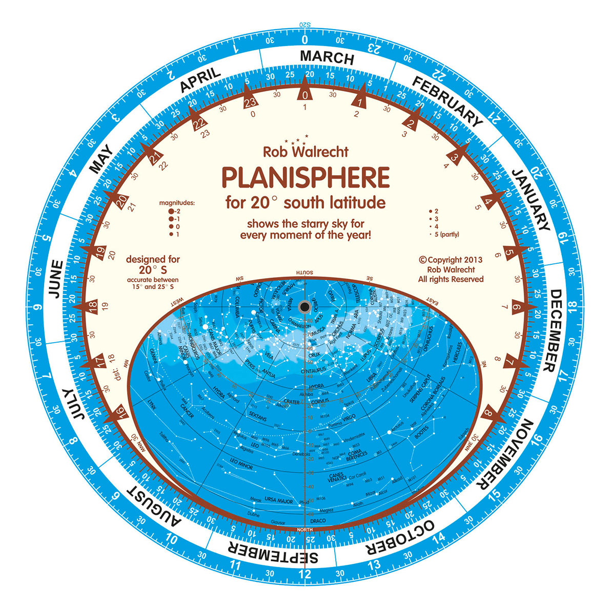 PLANISPHERE ROB WALRECHT FOR 20º SOUTH LATITUDE 1
