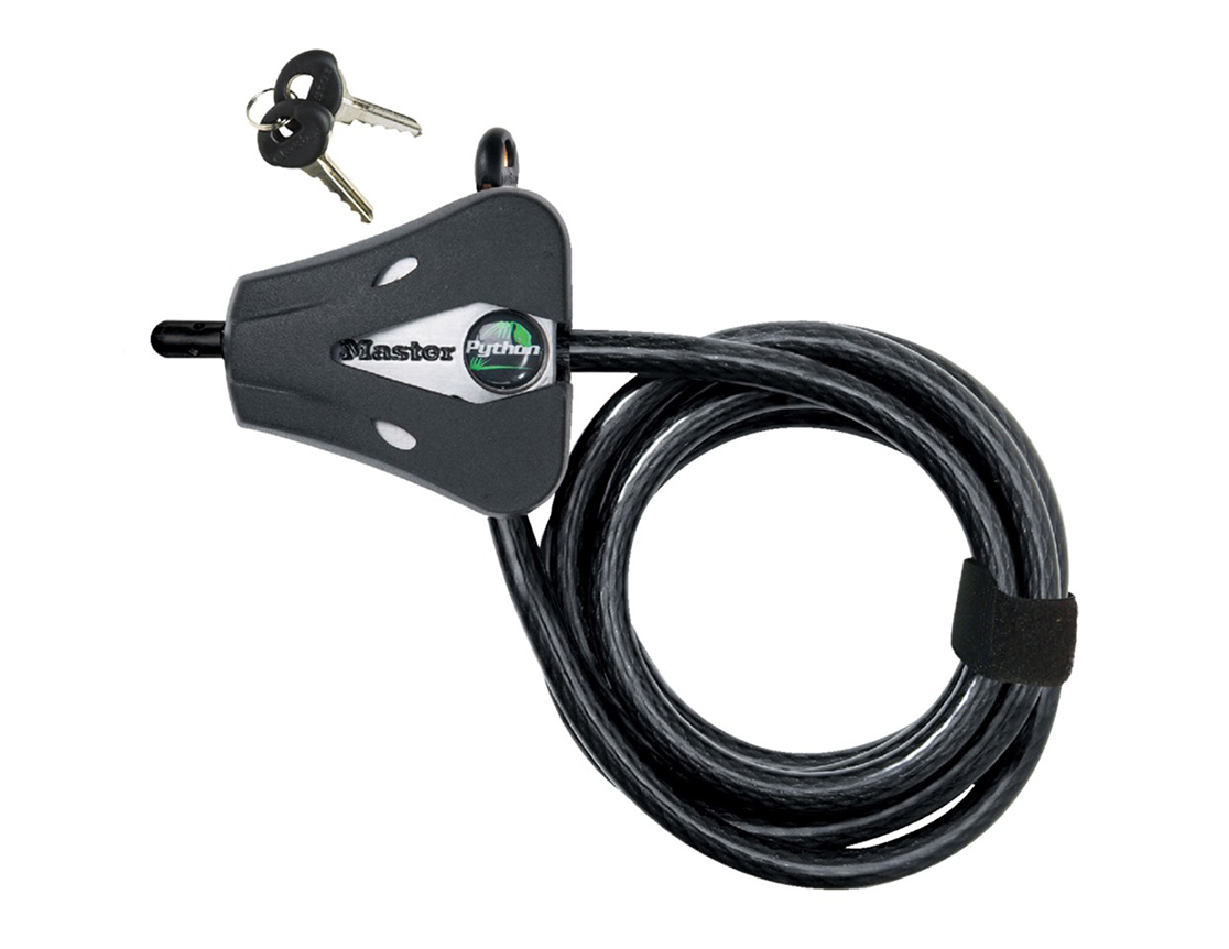 CABLE DE SEGURIDAD CON CIERRE DE LLAVE MASTERLOCK PYTHON 8418D 1