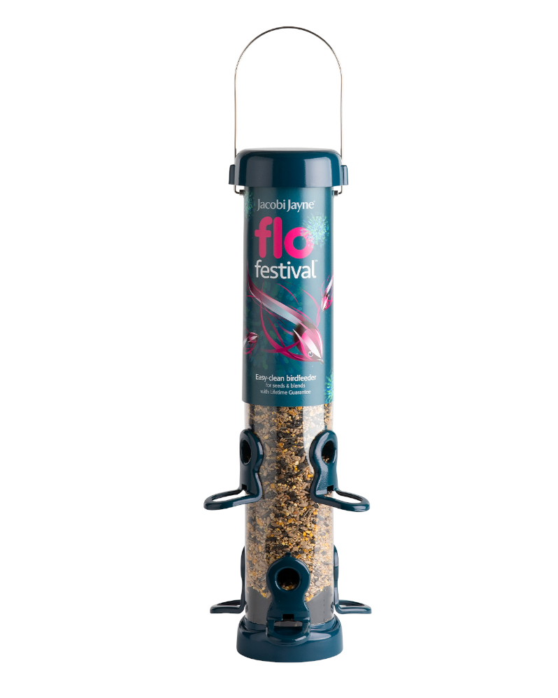FLF-S2B 'FLO FESTIVAL' COMEDERO TUBULAR PARA AVES SILVESTRES MEDIANO PARA MEZCLA DE SEMILLAS METÁLICO DE GRAN CAPACIDAD BLUE 1