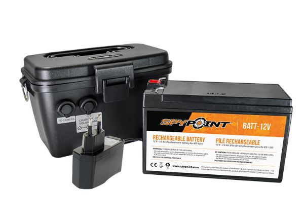 SPYPOINT KIT DE BATERÍA RECARGABLE 12V CON CARGADOR Y CAJA IMPERMEABLE PARA CÁMARAS DE TRAMPEO FOTOGRÁFICO 1