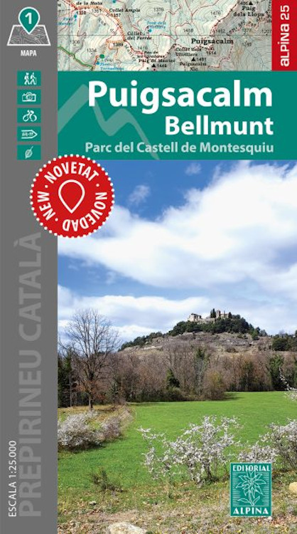 MAPA ALPINA 1:25.000 PUIGSACALM BELLMUNT. PARC DEL CASTELL DE MONTESQUIU (MAPA I GUIA) 1