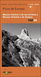 MAPA EXCURSIONISTA TOP 25. PICOS DE EUROPA MACIZO CENTRAL O DE LOS URRIELES Y MACIZO ORIENTAL O DE ÁNDARA 1