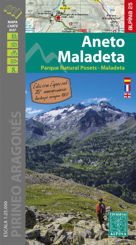 MAPA ALPINA 1:25.000. ANETO MALADETA. PARQUE NATURAL POSETS - MALADETA (MAPA Y GUIA) 1