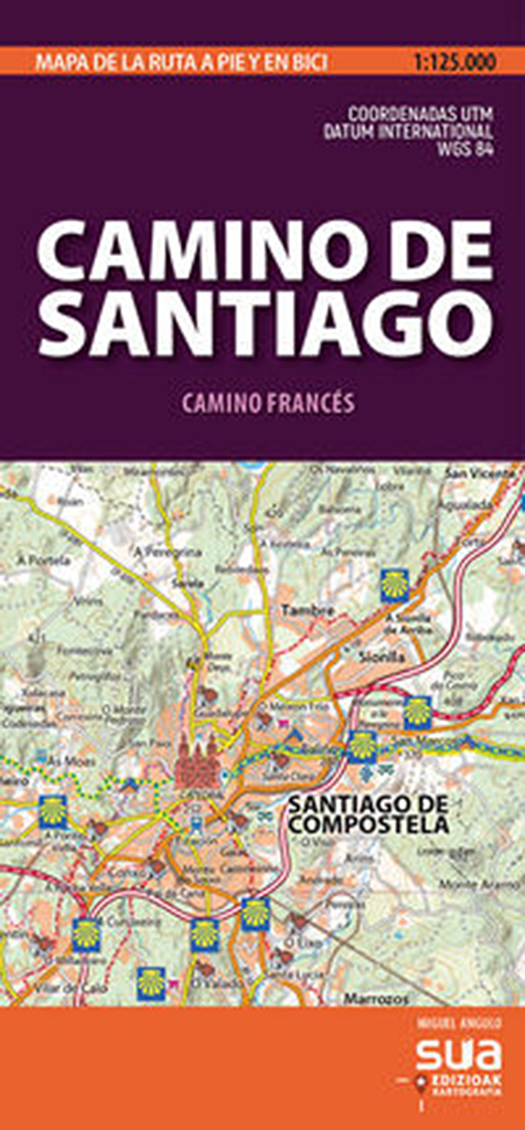CAMINO DE SANTIAGO. MAPA DE LA RUTA A PIE Y EN BICI (1:125.000) 1