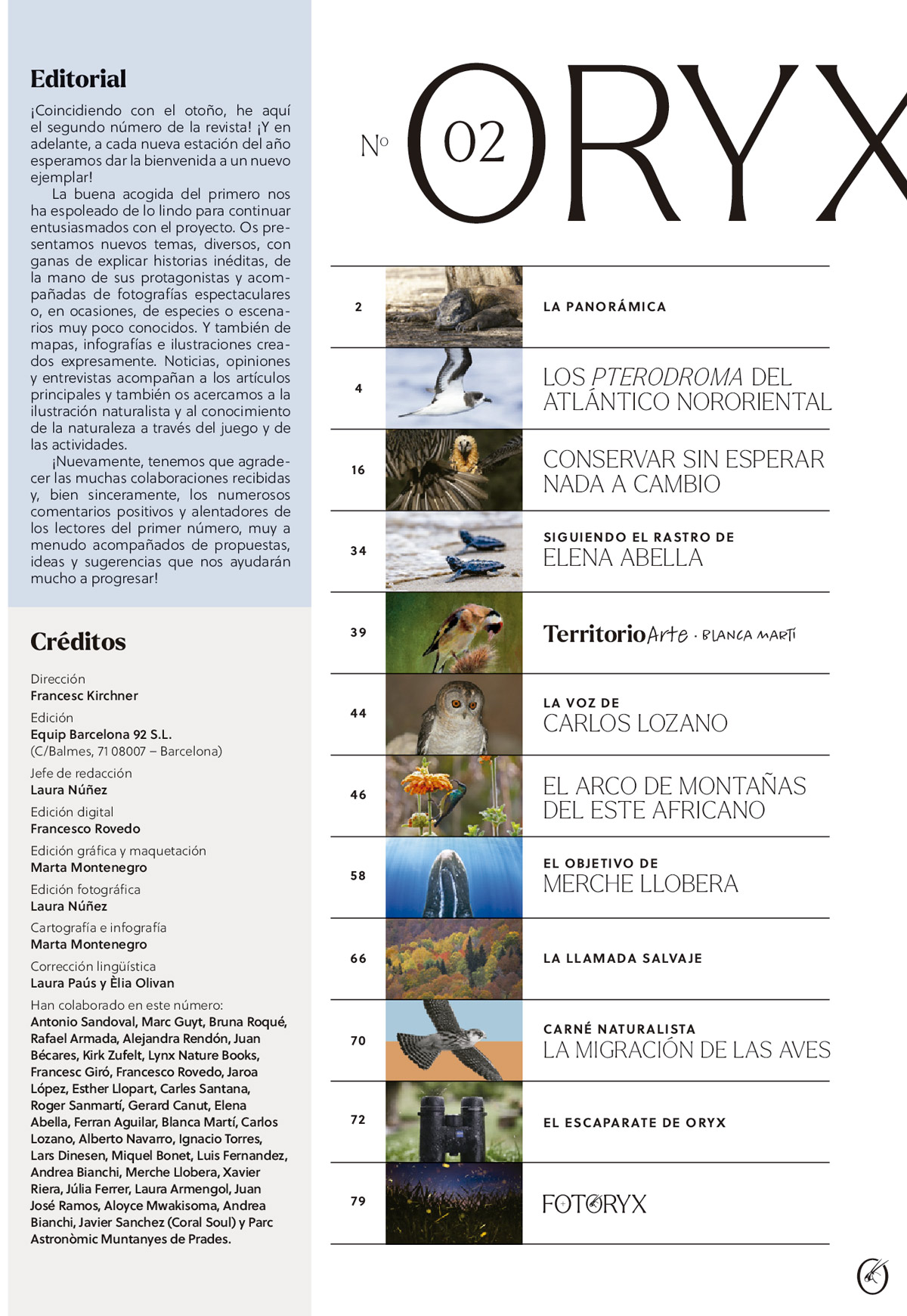 ORYX, LA REVISTA DEL AMANTE DE LA NATURALEZA. NÚMERO 02. VERSIÓN IMPRESA EN CASTELLANO. 2