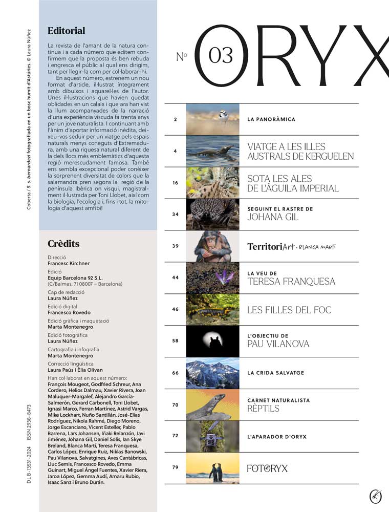 ORYX, LA REVISTA DE L'AMANT DE LA NATURA. NÚMERO 03. VERSIÓ IMPRESA EN CATALÀ. 2