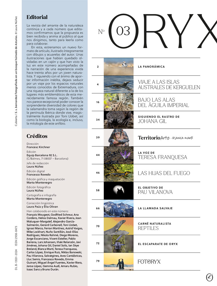 ORYX, LA REVISTA DEL AMANTE DE LA NATURALEZA. NÚMERO 03. VERSIÓN IMPRESA EN CASTELLANO. 2
