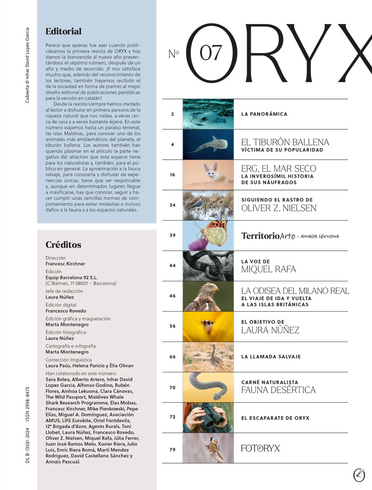 ORYX, LA REVISTA DEL AMANTE DE LA NATURALEZA. NÚMERO 07. VERSIÓN IMPRESA EN CASTELLANO. 2