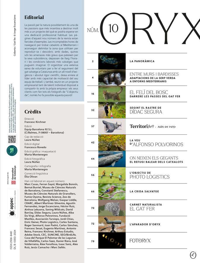 ORYX, LA REVISTA DE L'AMANT DE LA NATURA. NÚMERO 10. VERSIÓ IMPRESA EN CATALÀ. 2