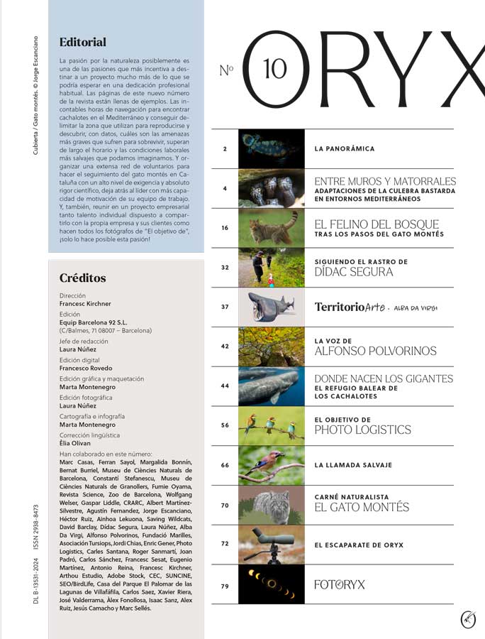 ORYX, LA REVISTA DEL AMANTE DE LA NATURALEZA. NÚMERO 10. VERSIÓN IMPRESA EN CASTELLANO. 2