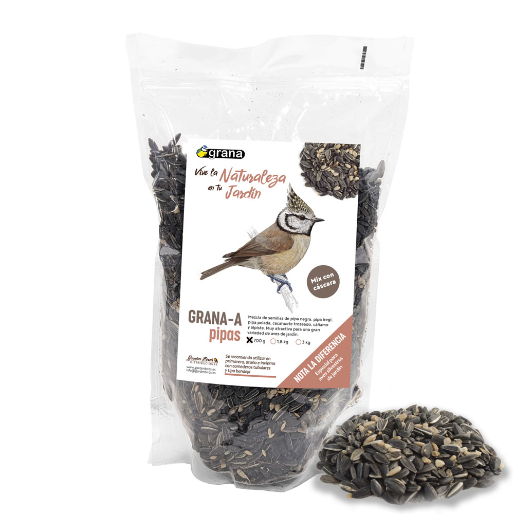 GRANA-A BOLSA DE MEZCLA DE SEMILLAS CON PIPA CON CÁSCARA. ALIMENTO PARA AVES SILVESTRES 700G 1