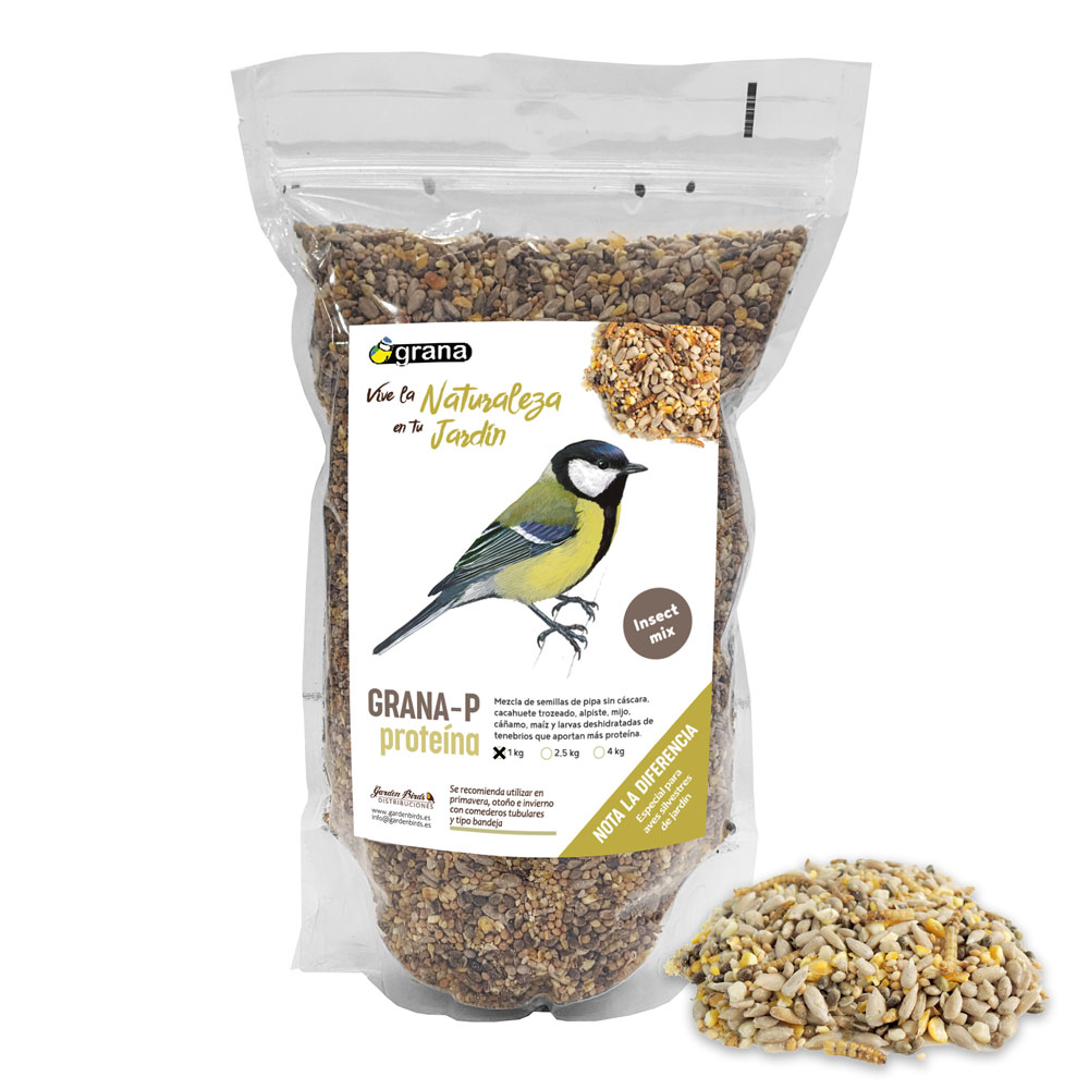 GRANA-P BOLSA DE MEZCLA DE SEMILLAS DE ALTA PROTEÍNA. ALIMENTO PARA AVES SILVESTRES 1 KG 1