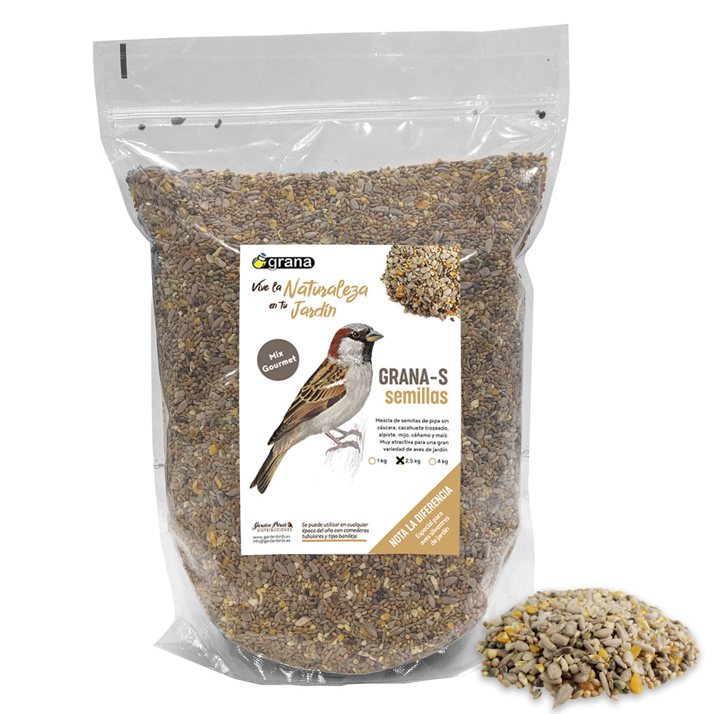 GRANA-S-M BOLSA DE MEZCLA DE SEMILLAS CON PIPA SIN CÁSCARA. ALIMENTO PARA AVES SILVESTRES 2,5 KG 1