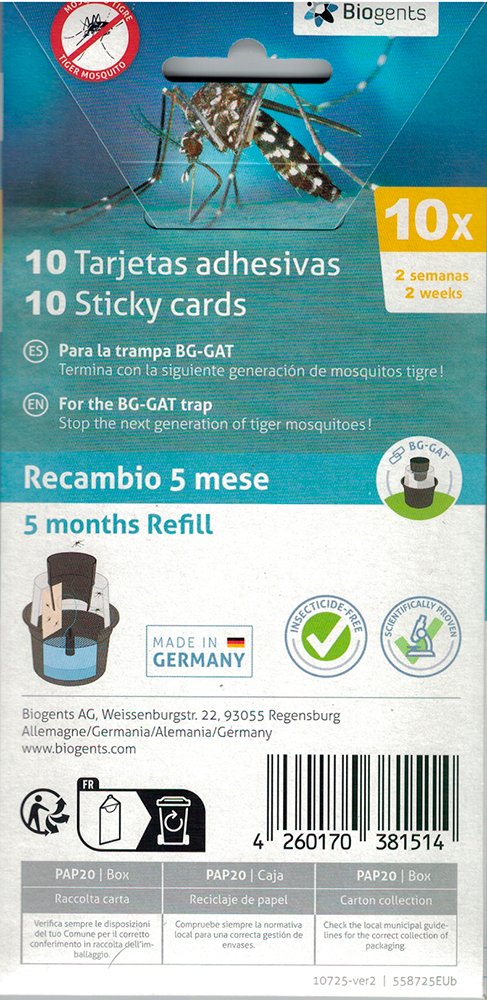 PLACAS ADHESIVAS DE RECAMBIO PARA TRAMPA BG-GAT REFLECT TECH (10 UNID.) 1