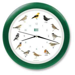 RELOJ DE PARED SONORO AVES CANTORAS KOOKOO MARCO VERDE