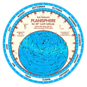 PLANISPHERE ROB WALRECHT FOR 50º NORTH LATITUDE