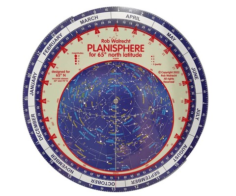 PLANISPHERE ROB WALRECHT FOR 65º NORTH LATITUDE