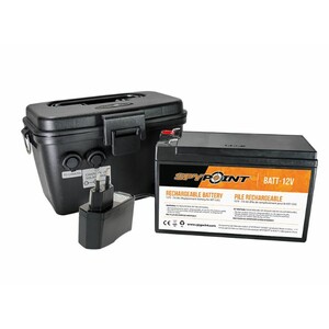 SPYPOINT KIT DE BATERÍA RECARGABLE 12V CON CARGADOR Y CAJA IMPERMEABLE PARA CÁMARAS DE TRAMPEO FOTOGRÁFICO