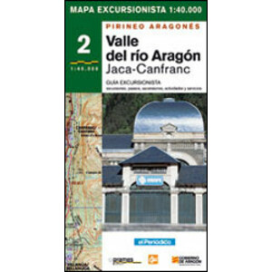VALLE DEL RÍO ARAGÓN. JACA CANFRANC. PIRINEO ARAGONÉS. MAPA EXCURSIONISTA