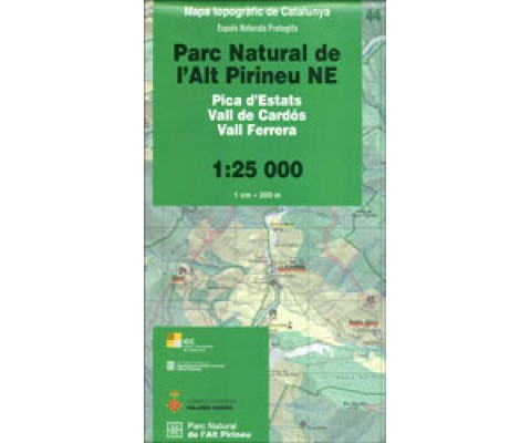 MAPA TOPOGRÀFIC DE CATALUNYA. PARC NATURAL DE L'ALT PIRINEU NE. PICA D'ESTATS VALL DE CARDÓS VALL FERRERA. ESPAIS NATURALS PROTEGITS