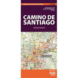 CAMINO DE SANTIAGO. MAPA DE LA RUTA A PIE Y EN BICI (1:125.000)