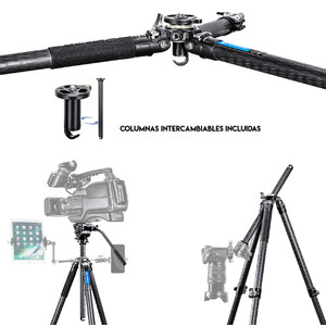 LEOFOTO KIT TRÍPODE DE FIBRA DE CARBONO MANBA LV-284C Y RÓTULA FLUIDA BV-5 8